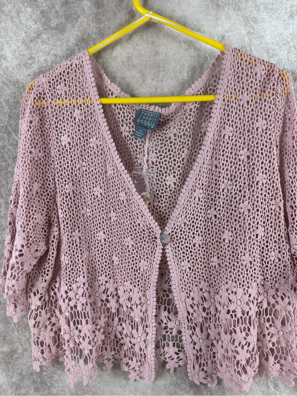 Rabbit Rabbit Rabbit Dusty Pink Crochet Open-Front Cardigan 1x - Picture 5 of 13